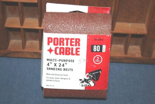 Porter Cable Sanding Belts (3) qty, 4&#034; x 24&#034;, 80 Grit