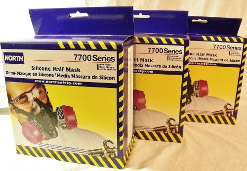 NOS 3 NORTH SAFETY PRODUCTS 7700 SERIES SILICONE HALF MASKS 2 LARGE 1 SMALL