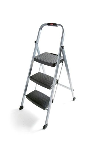 NEW 3 Steps Ladder Kitchen Patio Work Shop Hand Grip Folds Safety Ladder Handy