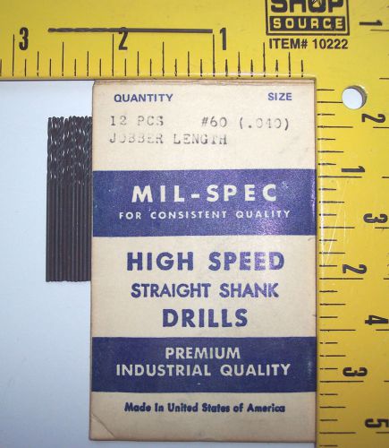 12 Pc. Mil-Spec drills Drill bits #60 .040&#034; machinist aviation aircraft tools