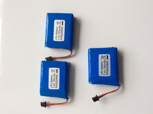 Lot of 3 Lipo Lithium Battery 2s 7.4v / 780 mAh , Rechargeable Battery, New