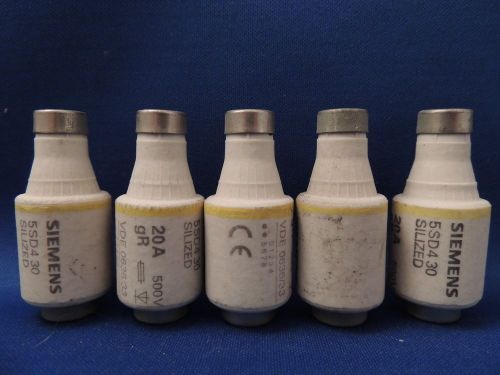 5 siemens 20 amp silized fuse 5sd4 30 500 volt new set electrical equipment for sale