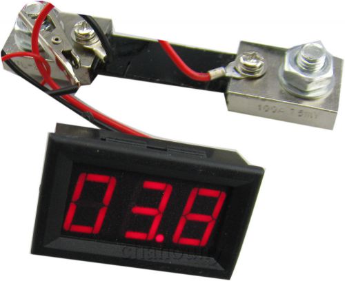 Red led digital ammeter digital amp panel dc current monitor and shunt 0-99.9a for sale
