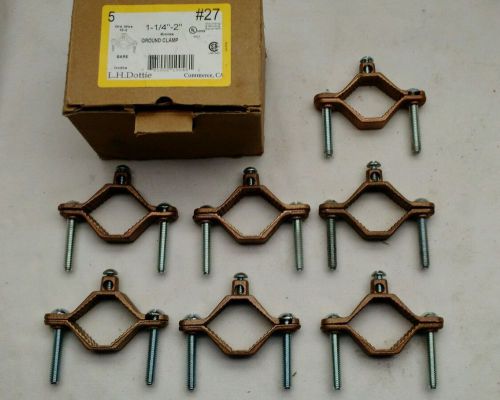 NEW QTY:7, L.H. Dottie #27, 1 1/4 -2&#034; Grounding Pipe Clamps, Bronze, 10 to 2AWG