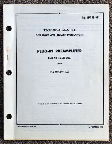 LA-545-54CA Oscilloscope Plug-In Preamplifier Operation and Service Manual