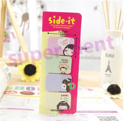 80Pages Cartoon Side-it Sticker Memo Pad Stationery Paste Bookmarker Sticky Note