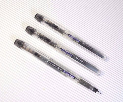 3pcs clear BLACK Platinum Preppy Fountain Pen 0.3 F nib PPQ-200 BLACK ink