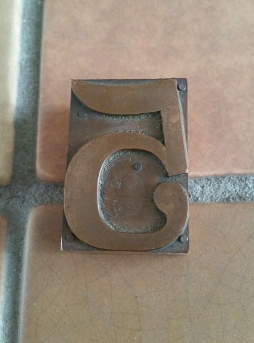 Letter press number &#034;5&#034; Copper on Wood