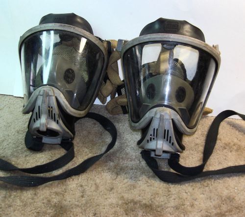 Msa fire dept fireman firefighter scba air pack air masks (1) large &amp; (1) medium for sale