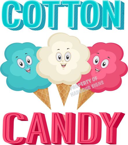 Cotton Candy Decal 24&#034;  Concession Food Truck Cart Vinyl Menu Sticker