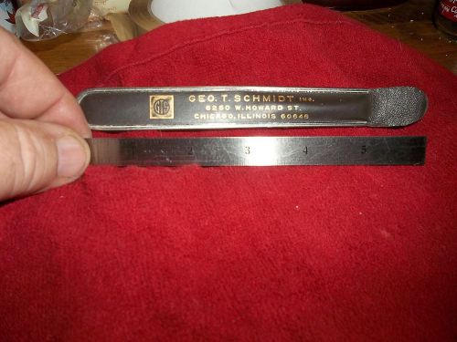 G t schmidt marking tools &amp; machines 6&#034; steel ruler &amp; case chicago il nice for sale