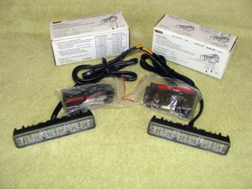 PAIR of New Code 3/PSE AMBER Model MR6HM LED Compact Vehicle Warning Lights