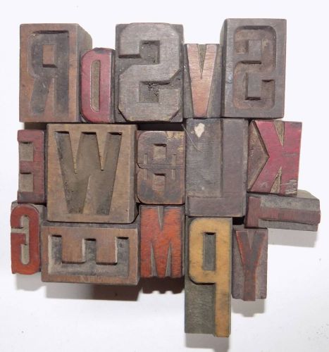 Letterpress Letter Wood Type Printers Block &#034;Lot of 16&#034; Typography #bc-32