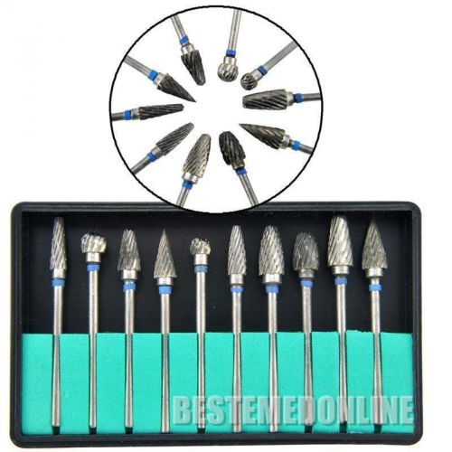 10pcs/1Set Tungsten Steel Dental Burs Lab Burrs Tooth Drill For Poliser sale30%