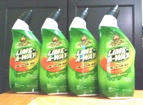 4 LIME-A-WAY Toilet Bowl Cleaner Lime Calcium Rust Thick Gel Formula (16oz Each)