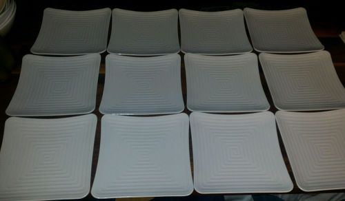 Twelve G.E.T. ML-62-W Milano Melamine Dinner Plates White Modern GET Square Set