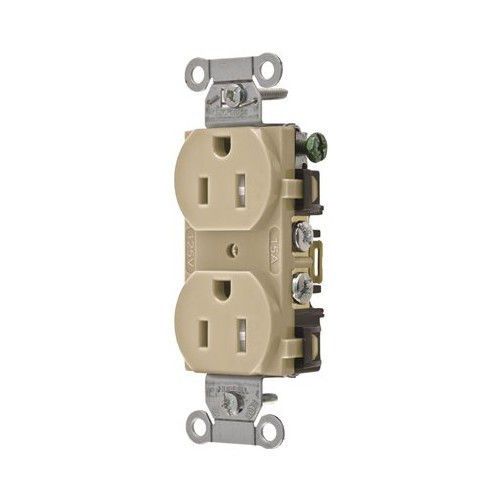 Hubbell BR15ITR Commercial Grade Tamper Duplex Receptacle, 15 Amp, Ivory