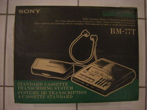 Sony bm-77t transcriber standard cassette w/footpedal headset power supply - nib for sale