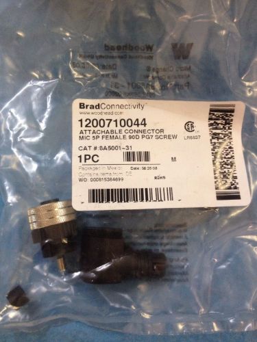Brad harrison /brad connectivity 8a5001-31 connector, female,90 deg pg7 screw for sale
