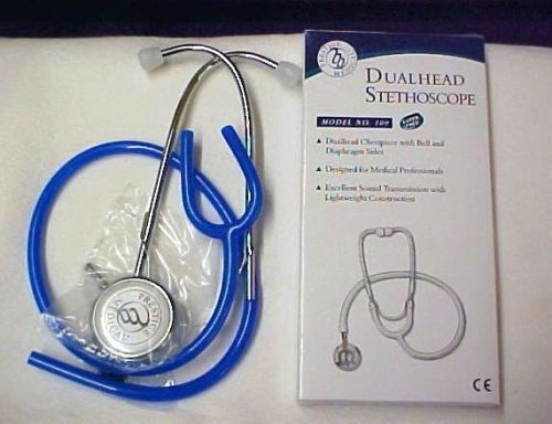 Stethoscope dualhead dual head royal blue single tube student nursing 109 new for sale