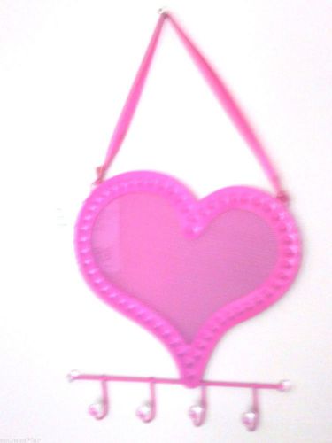 PINK HEART Hanging Earring Necklace Holder Organizer Eiffel Tower Long Leather
