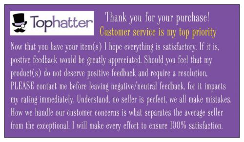100 Tophatter &#034;Thank you for your purchase&#034; Cards