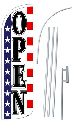 Open Stars &amp; Stripes Extra Wide Windless Swooper Flag Jumbo Banner Pole /Spike