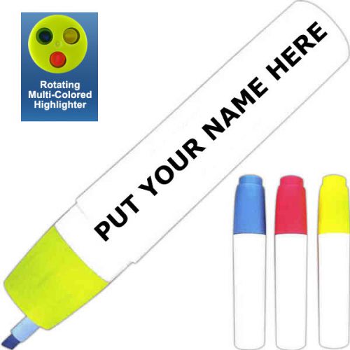 Personalize your 3 color fluorescent highlighter yellow blue pink for sale