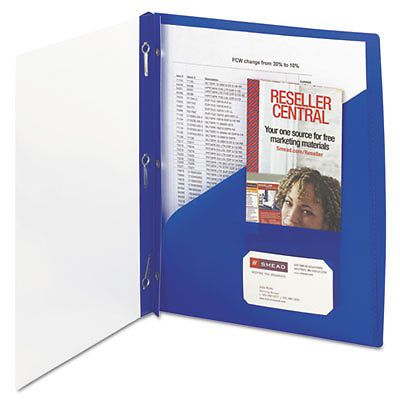 Clear front poly report cover with tang fasteners, 8-1/2 x 11, blue, 5/pack for sale