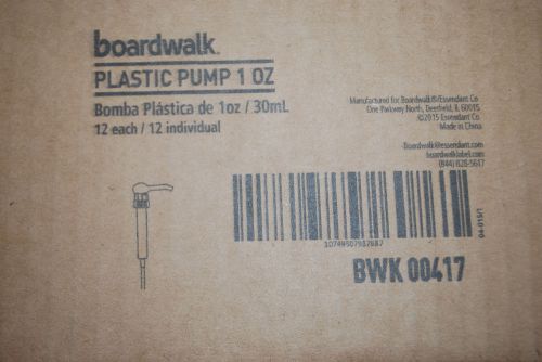 1-Box of 12 / BOARDWALK #BWK00417 White Plastic Pumps 1 oz (NIB) (#S6172)