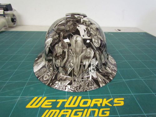 Hard hat custom hydro dipped , full brim naughty boy white bullard for sale