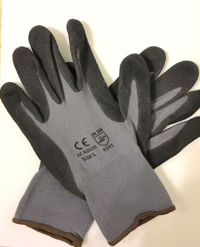 36 Pairs Gray 15 Gauge Nylon Lycra Black Micro Foam Nitrile Coating Glove - New