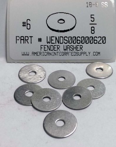 #6 (.149&#034;ID)x5/8 OD Fender Washers 18-8 Stainless Steel (50)