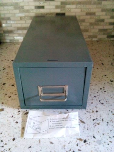 4&#034;x6&#034; vintage steel gray lit-ning metal file cabinet 6 1/8x7.5x16&#034; 1 drawer for sale