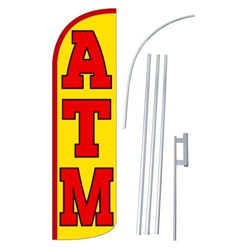 ATM INSIDE Wide Windless Swooper Flag Jumbo Banner Kit made in USA YELLOW (1)