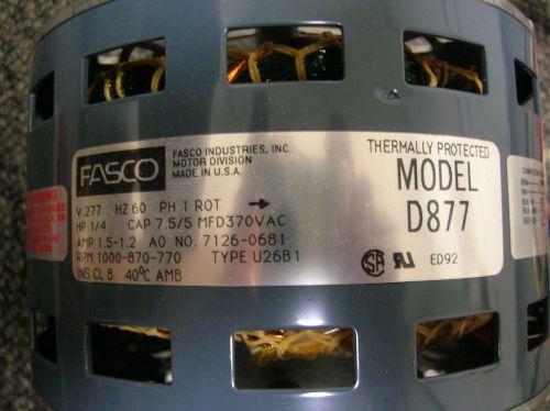 Fasco D877 7126-0681 277VAC 1/4hp 3spd Electric Motor