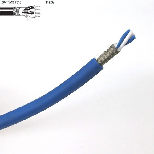 25&#039; Length of BLUE Belden 1192A 4 Conductor 24AWG Star Quad Low Impedance Cable