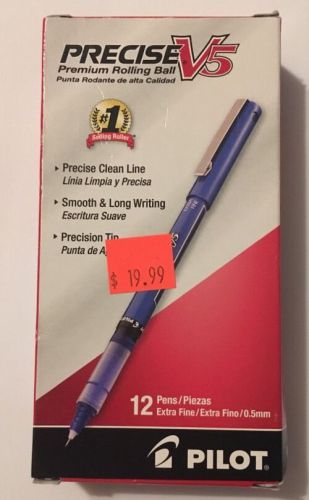 Pilot Precise V5 Needle Rollerball Pen, Extra Fine Point, Blue, Dozen NEW!