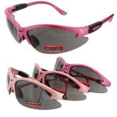 Global Safety Glasses Medium Pink Frame Smoke Lens Cougar