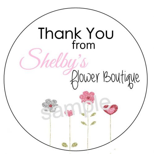 CUSTOMIZED BUSINESS THANK YOU STICKER LABELS  - FLOWER PATCH STYLE #5