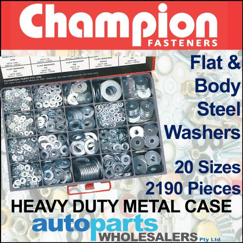 CHAMPION MASTER KIT FLAT &amp; BODY STEEL WASHERS ASSORTMENT (2190 Pieces)