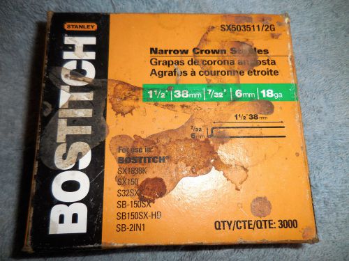 BOSTITCH 1-1/2 In. 18 Gauge 7/32 In. Narrow Crown Finish Staples-Full Box