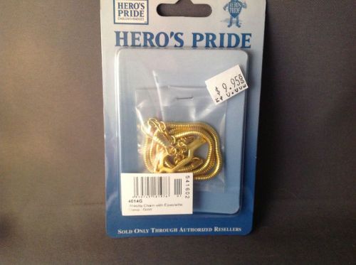 NIP Hero&#039;s Pride Police Fire Whistle Chain with Epaulette Clasp - Gold #4014G