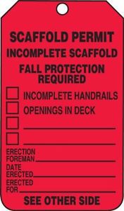 Accuform Signs TRS320CTP Scaffold Status Tag, Legend &#034;SCAFFOLD PERMIT -