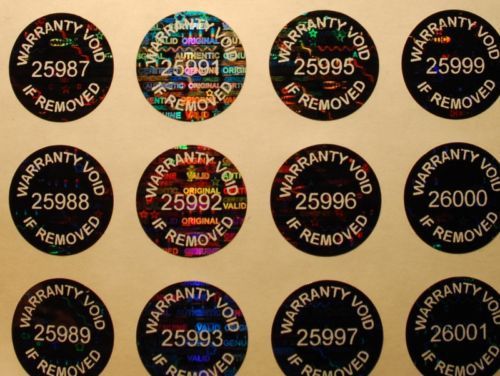 100 round black tint hologram warranty void labels seals stickers tamper evident for sale