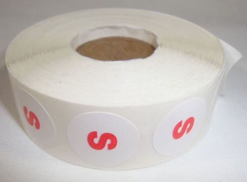 1000 &#034; S &#034; Size Self-Adhesive Labels 3/4&#034; Stickers / Tags Retail Store Supplies