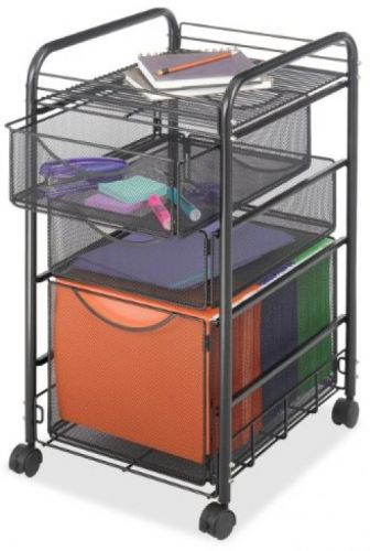 5213bl 3 drawer mesh mobile rolling file storage cart, letter size, onyx/black for sale