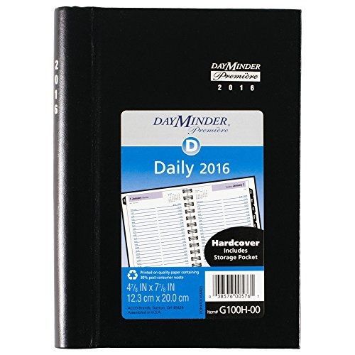 Dayminder premiere daily appointment book 2016, hard cover, wire bound, 4.88 x 8 for sale