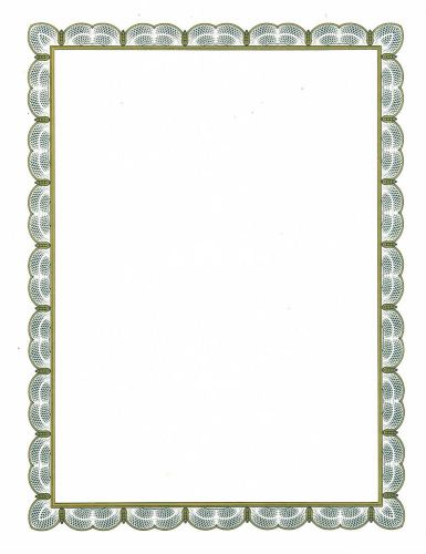 Blank Certificate Paper 50 Certificates Parchment with Green Edges, 28 lb