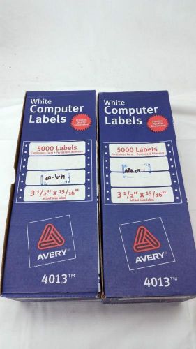 Lot of 2 Avery 4013 Pin-Fed Computer Labels, White, 5000/Box 3-1/2&#034; x 15/16&#034;